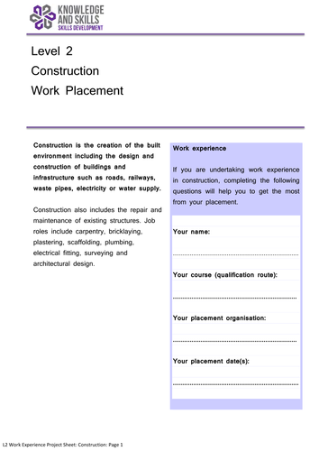 Level 2 Work Experience Project: Construction