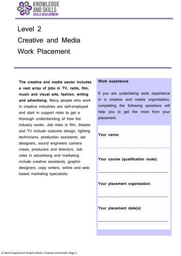 Level 2 Work Experience Project: Creative and Media