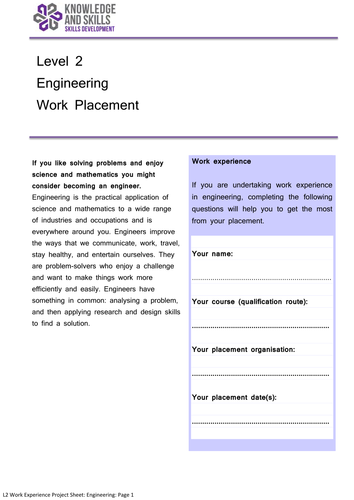 Level 2 Work Experience Project: Engineering