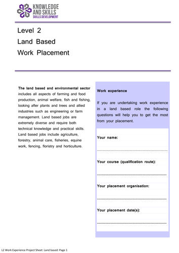Level 2 Work Experience Project: Land Based Sector