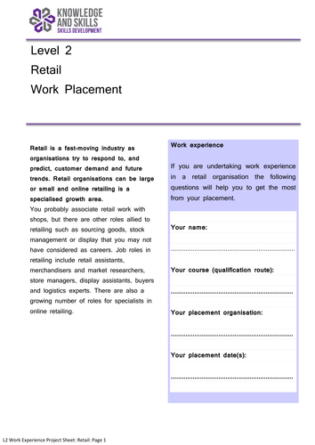 Level 2 Work Experience Project: Retail