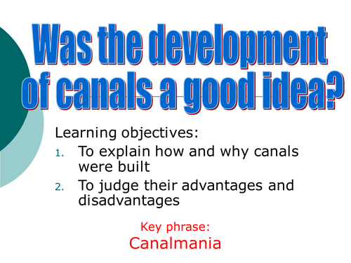 The development of canals