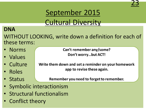 Sociology H580 / H180 Lesson 5 Cultural Diversity 2015