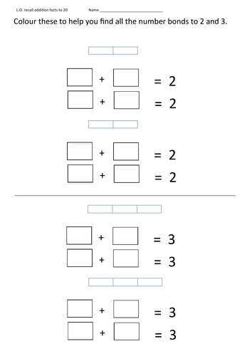 Worksheets to colour number bonds to 20 | Teaching Resources