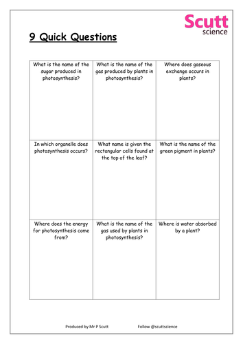 Starters and Plenaries for Photosynthesis