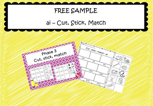 FREE SAMPLE: Phonics - ai (Cut,Stick, Match)