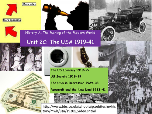 USA 1919-41- Topic 1: The US Economy  (10 lessons) BOOM; Isolationism; shares; mass production