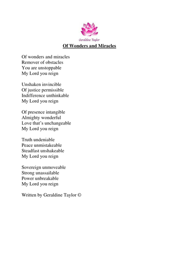 Of Wonders and Miracles Poem