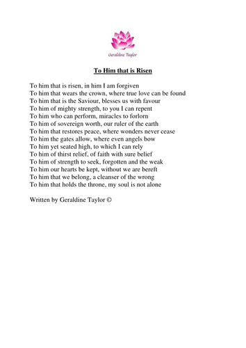 To Him that is Risen poem