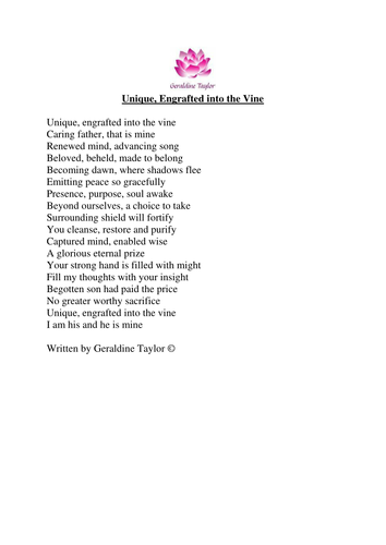 Unique, engrafted into the vine poem