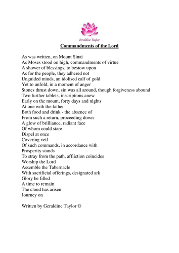 Commandments of the Lord poem