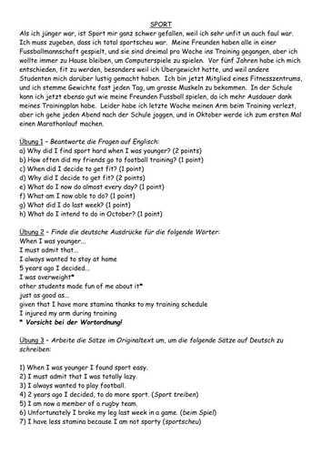 GCSE German - Sport