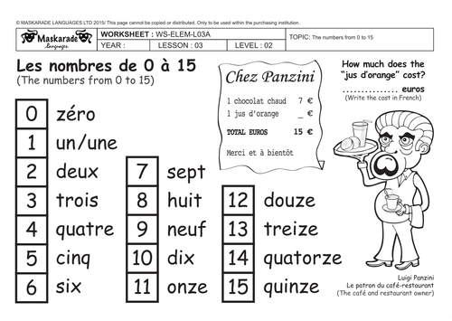 FRENCH-3rd/ 4th- ABOUT YOU: COUNTING UP TO 15- NUMBERS -0-15/ WHERE DO YOU LIVE?