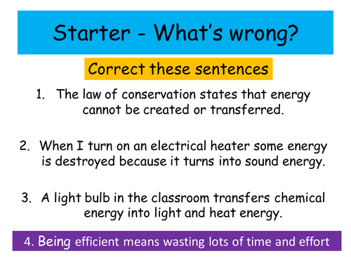 GCSE Physics P1 - Energy Efficiency, Sankey Diagrams & Efficiency Calculation