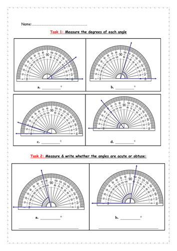Angle measuring with protractor