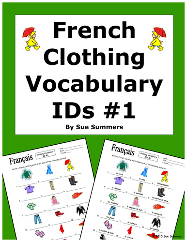 French Clothing Vocabulary IDs Worksheet
