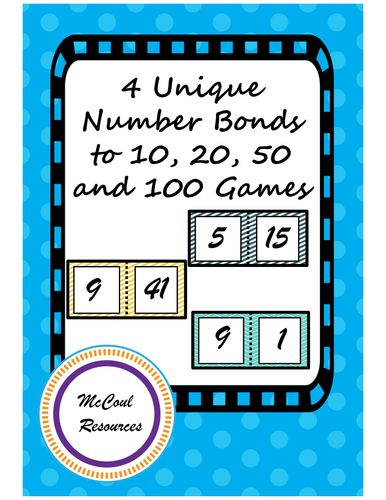 4 Unique Number Bonds to 10, 20, 50 and 100 Games