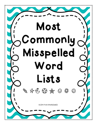 Commonly Misspelled Word Lists - ALL GRADES