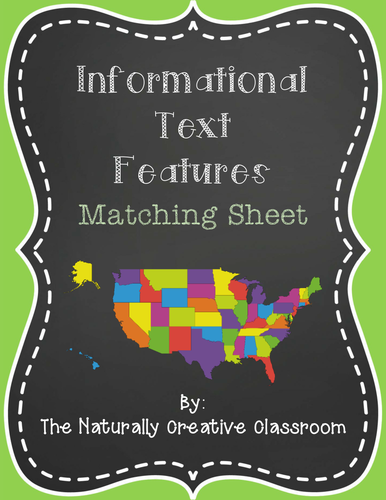 Informational Text Features Matching Page