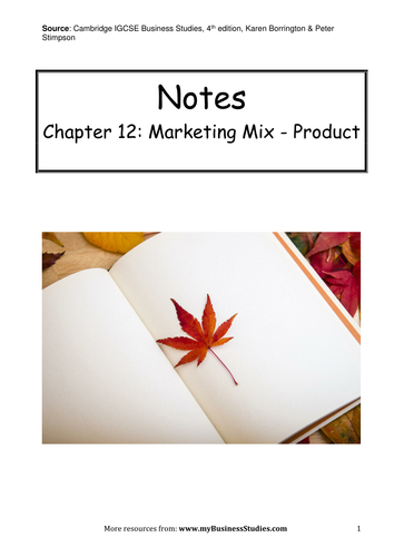 The Marketing Mix Product Revision Notes