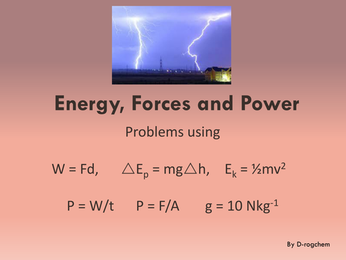 Physics: Energy, Force and Power calculations for 14-16 year olds