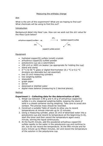 AQA AS (Year 1) Chemistry - Required Practical 2 Template