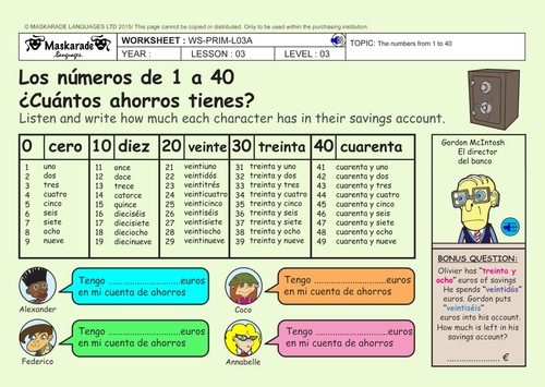 SPANISH - ABOUT YOU: The numbers 0 - 40- / Los números del 0 al 40/ ¿Cuánto ahorros tienes?