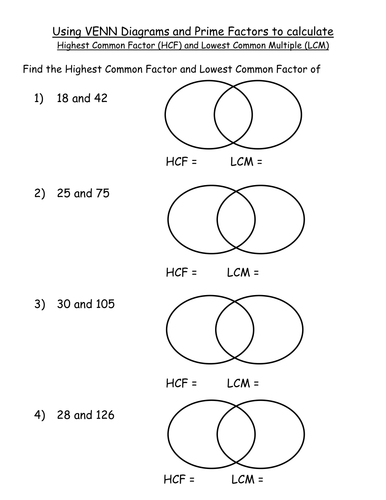 hcf lcm and pfd workbook collection of tes worksheets by