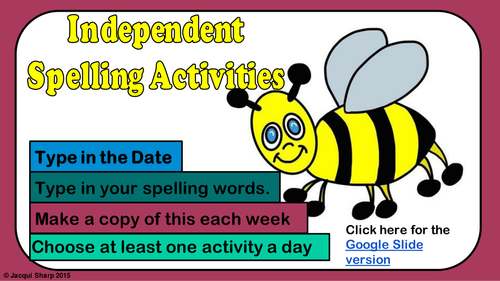 Independent Spelling Activities