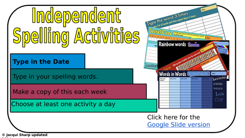 Independent Spelling Activities