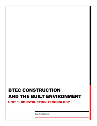 BTEC Construction Unit 1 Exam Revision work book 