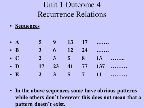 Higher Mathematics Unit 1 Linear Recurrence Relations resources x 11.  