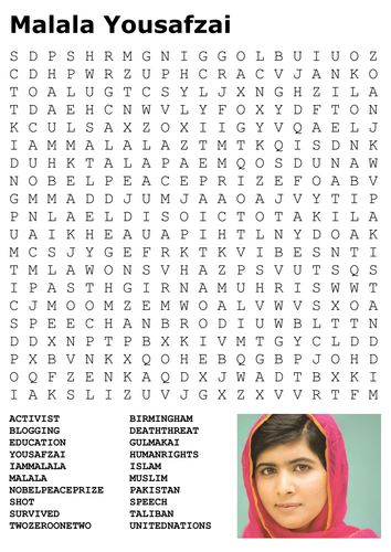 Malala Yousafzai Word Search