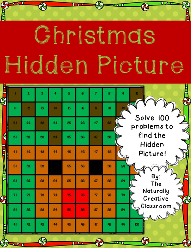 Christmas Hundred Chart Hidden Picture
