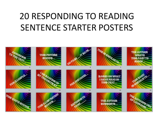 20 POSTER SET responding to reading sentence starters