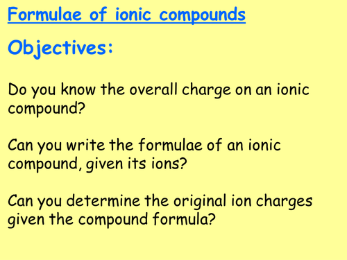 AQA C2 - Ionic compounds and ionic formulae