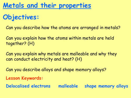 AQA C2 - Metallic bonding and properties