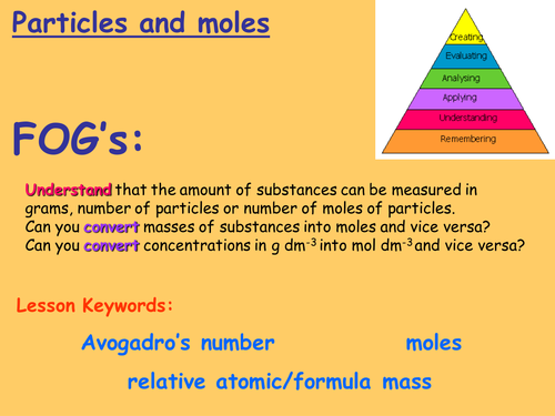 Edexcel C3.8 (Topic 2) - Particles and moles. Calculating concentrations
