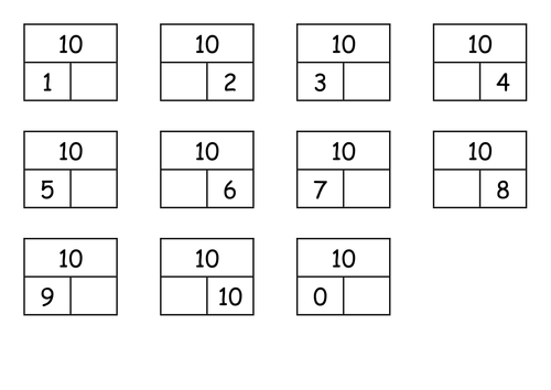 Part part whole number bonds to 10