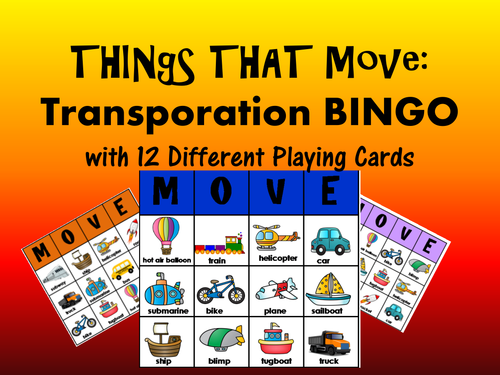 Transportation Bingo Game