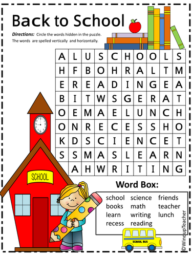 Back to School Word Search *Easy