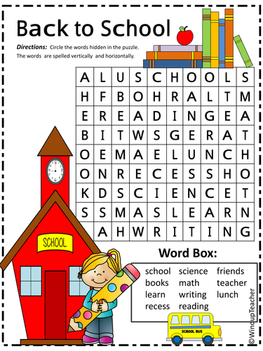 Back to School Word Search *Easy by WindupTeacher  Teaching Resources  Tes