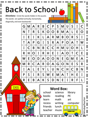 Back to School Word Search *Hard
