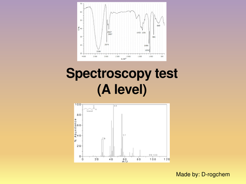 Chemistry: test - spectroscopy: IR, 13C and MS and a 5-page 13C nmr worksheet (14 spectra)