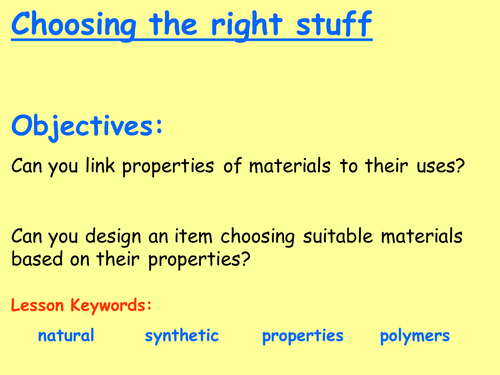 OCR C2 - Properties of materials (material choices)