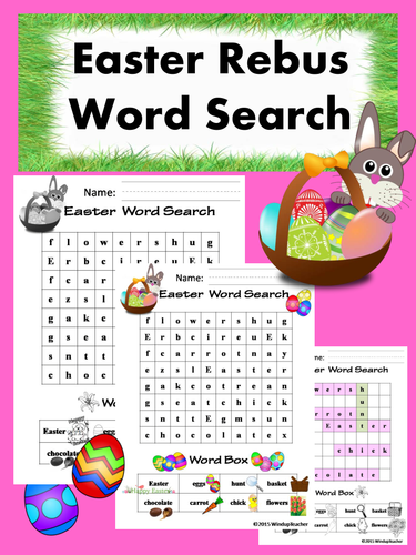 Easter Word Search ~ Rebus~ EASY for Primary Students
