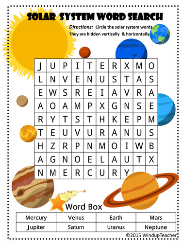 Solar System Word Searches 2 Levels Of Difficulty