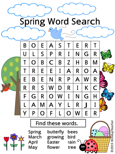 spring word searches 2 levels of difficulty by