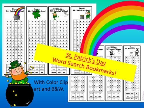 St. Patrick's Day Word Search and Bookmarks