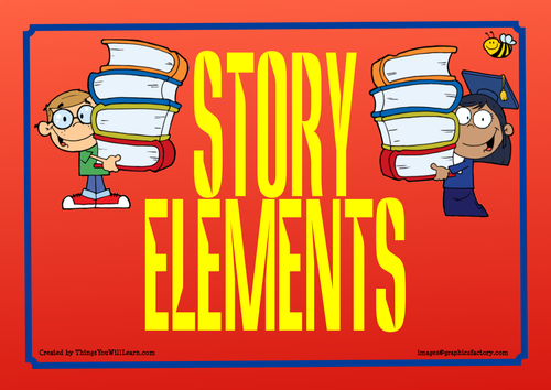 Story Elements Posters Red Teaching Resources